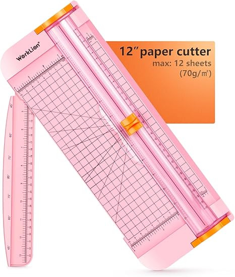 WORKLION Straight Paper Cutter For crafting – Pink 12 Inch Paper Trimmer With Security Safeguar... | Amazon (US)