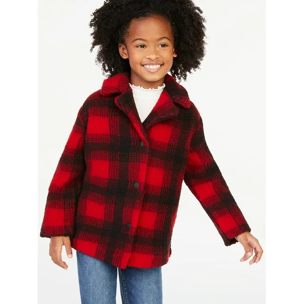 Free Assembly Girls’ Oversized Buffalo Plaid Jacket, Sizes 4-18 - Walmart.com | Walmart (US)
