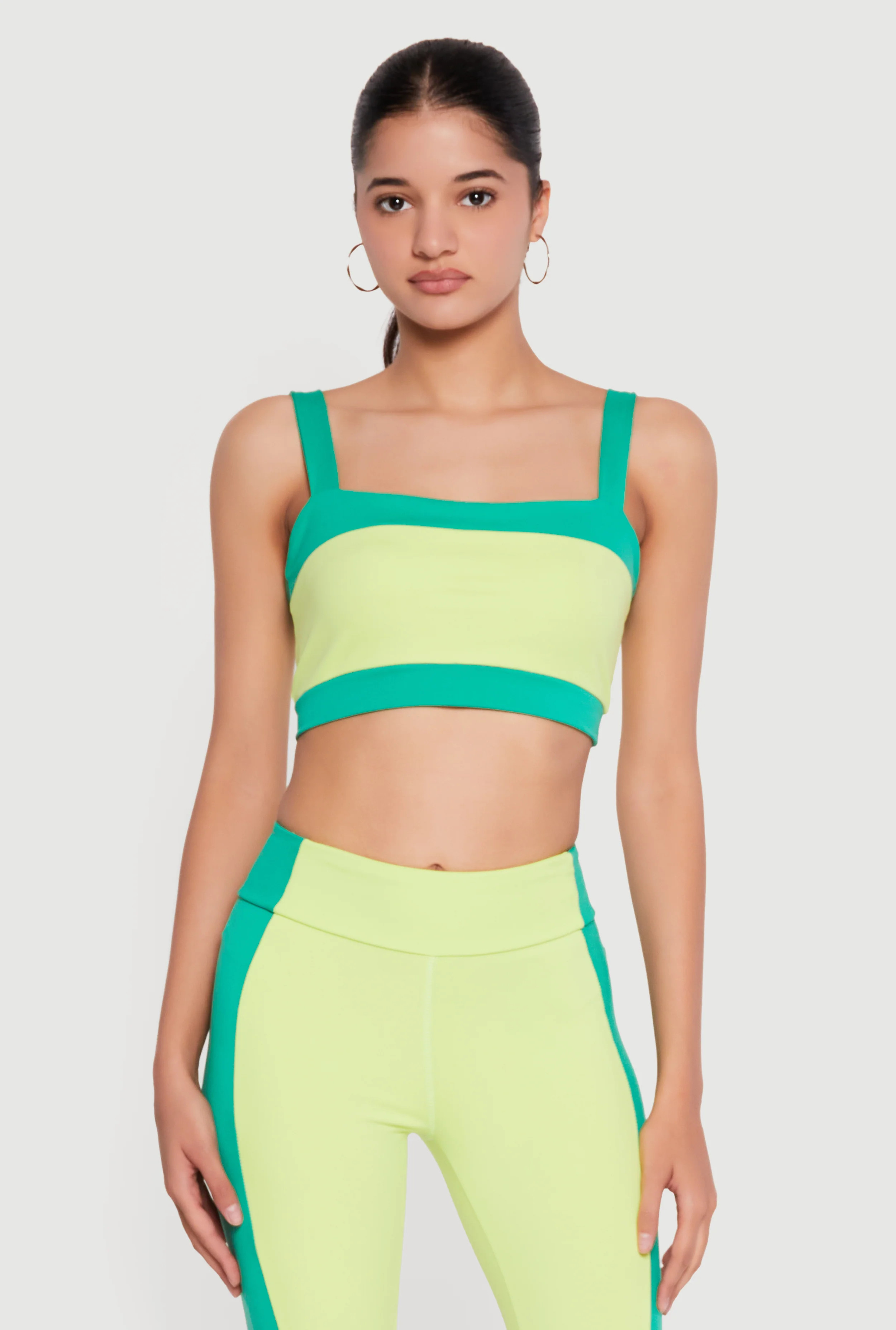 Contrast Trim  Square Neck Crop Tank Top | Rainbow Shops