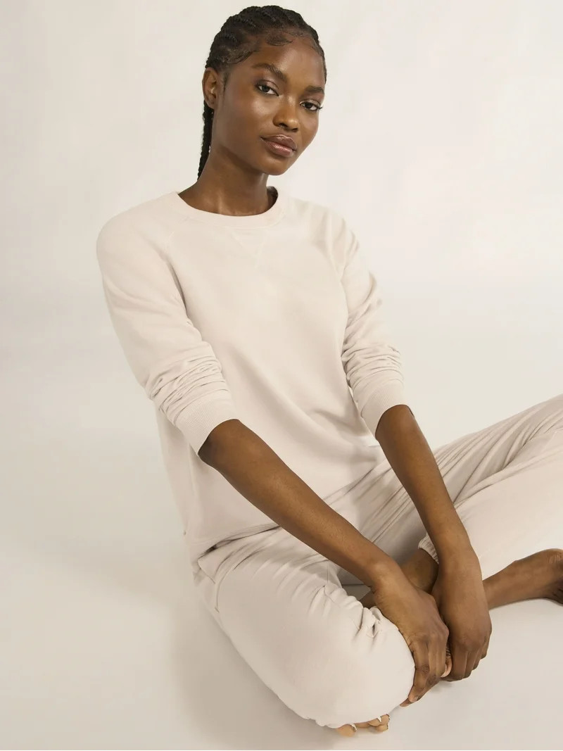 Joyspun Women's and Women’s Plus French Terry Sweatshirt and Joggers Set, 2-Piece, Sizes XS to ... | Walmart (US)