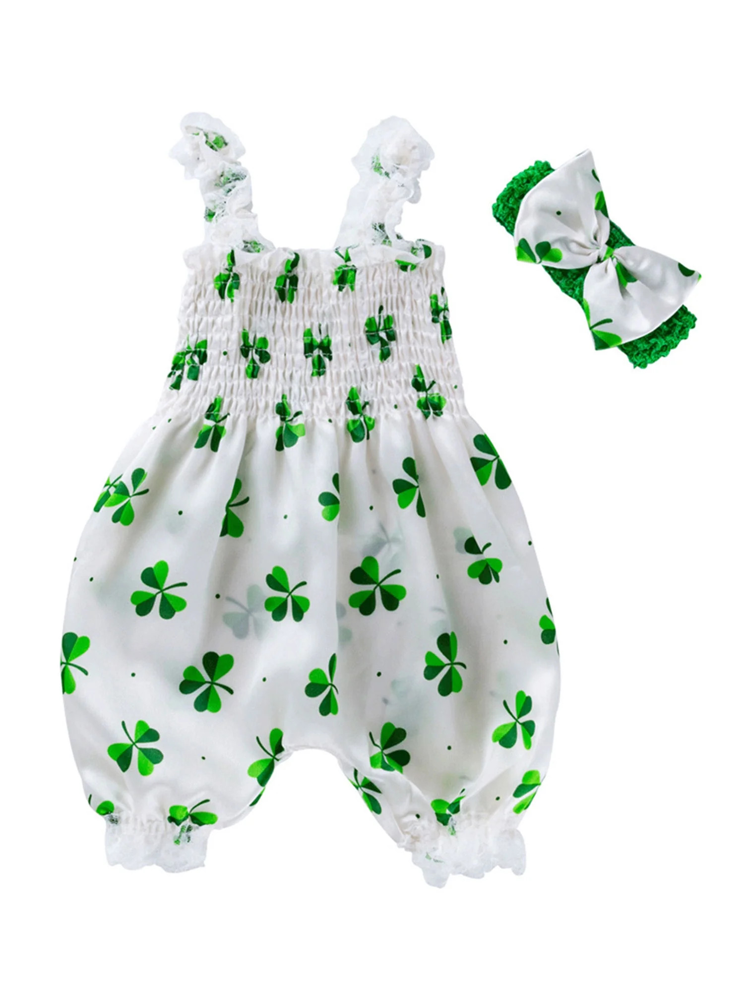 Musuos Baby Girls ST Patrick's Day Easter Outfit Suspender Jumpsuit with Headband - Walmart.com | Walmart (US)