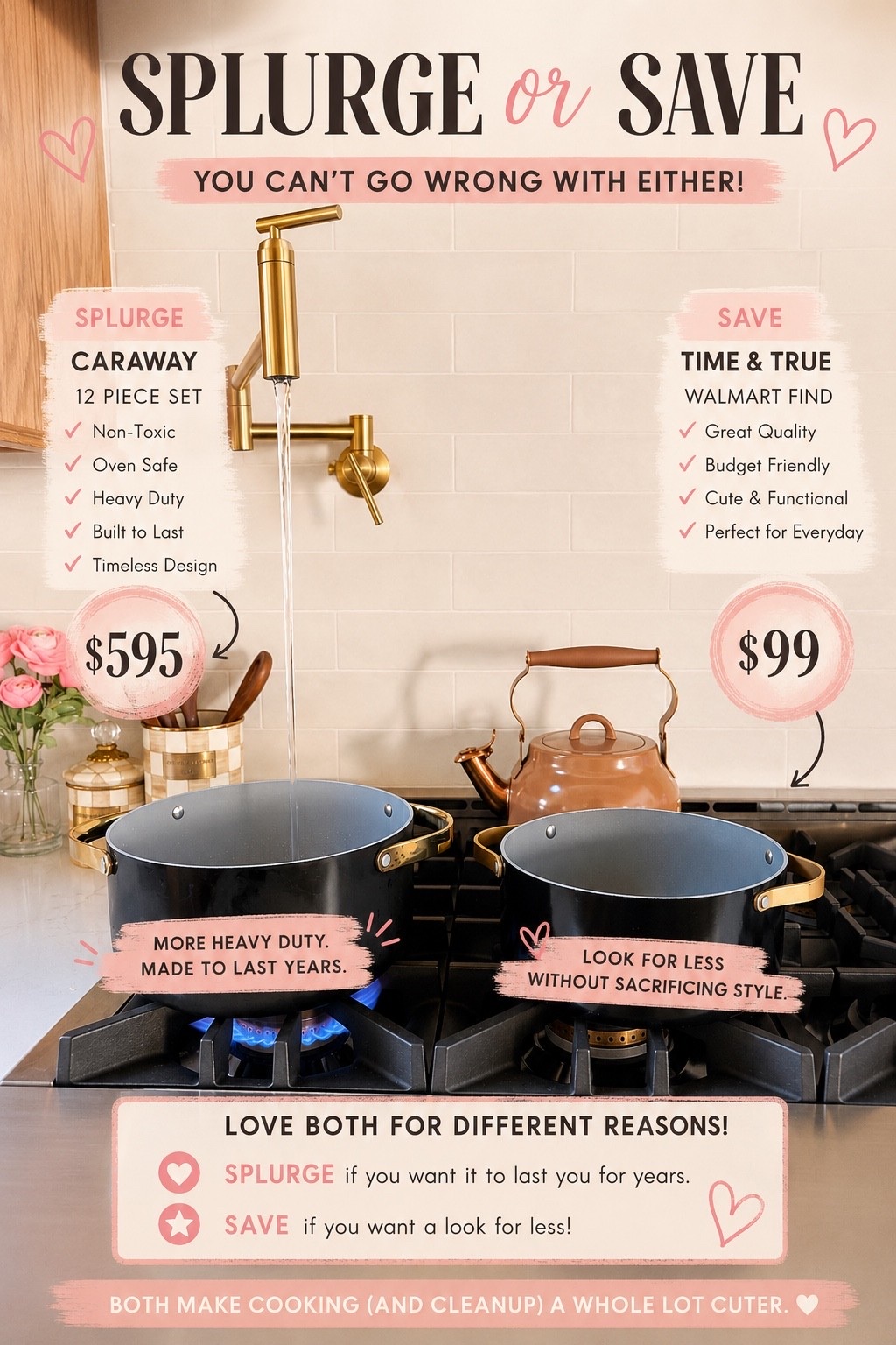 ✨ Splurge or Save?
Caraway on the left 🤍 Walmart on the right. Can you tell which is which? 👀

#LTKmomlife #LTKHome #LTKfoodie