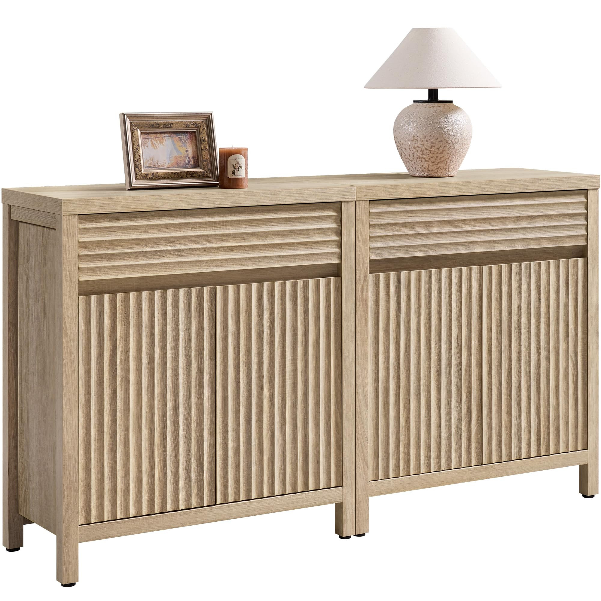 SICOTAS 58" Fluted Buffet Cabinet with Storage, Modern Farmhouse Sideboard with Drawers & 3-Level... | Amazon (US)