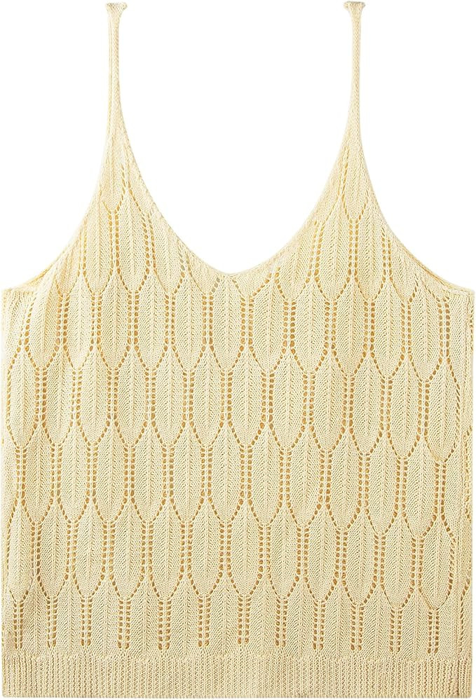Danny D Womens Knit Sweater Vest Summer Tank Tops V Neck Crochet Sleeveless Top | Amazon (US)