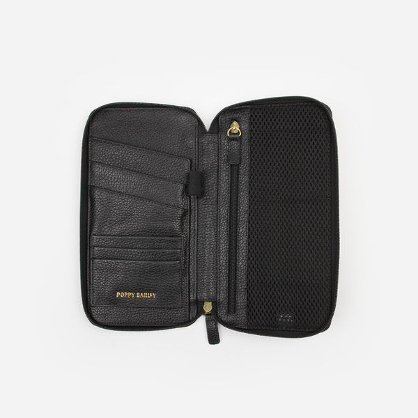 The Flying Solo Passport Holder Black Pebble | Poppy Barley