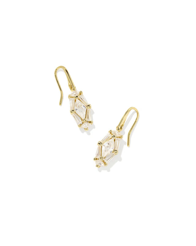Lindy Rae Lee Gold Drop Earrings in White Crystal | Kendra Scott