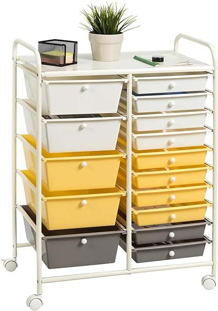 RELAX4LIFE Storage Drawer Carts W/15-Drawer,Rolling Wheels Semi-Transparent Multipurpose Mobile R... | Amazon (US)