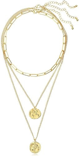 LILIE&WHITE Gold Coin Necklaces for Women Vintage Medallion Necklace Layered Chain Neckalces | Amazon (US)
