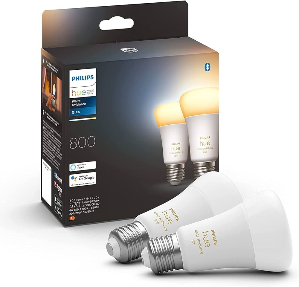 Philips Hue White Ambiance E27 Lampe Doppelpack 2x570lm, dimmbar, alle Weißschattierungen, steue... | Amazon (DE)