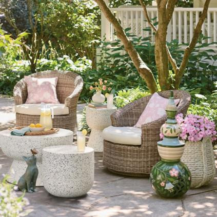 Giverny Wicker Swivel Chair | Grandin Road | Grandin Road