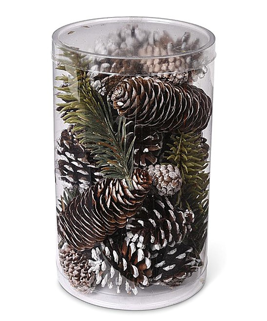 K&K Interiors Floral - Assorted Snowy Pine Cones & Green Pine Decor | Zulily