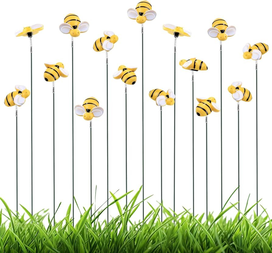 NQEUEPN 15pcs Bee Garden Stakes for Decor, Resin Stakes Pick Decorative Vivid Bee Yard Ornament, ... | Amazon (US)
