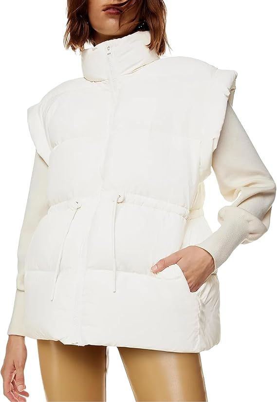 TAQCUX Womens Puffer Vest Zip Up Stand Collar Sleeveless Padded Gilet Coat with Pockets | Amazon (US)