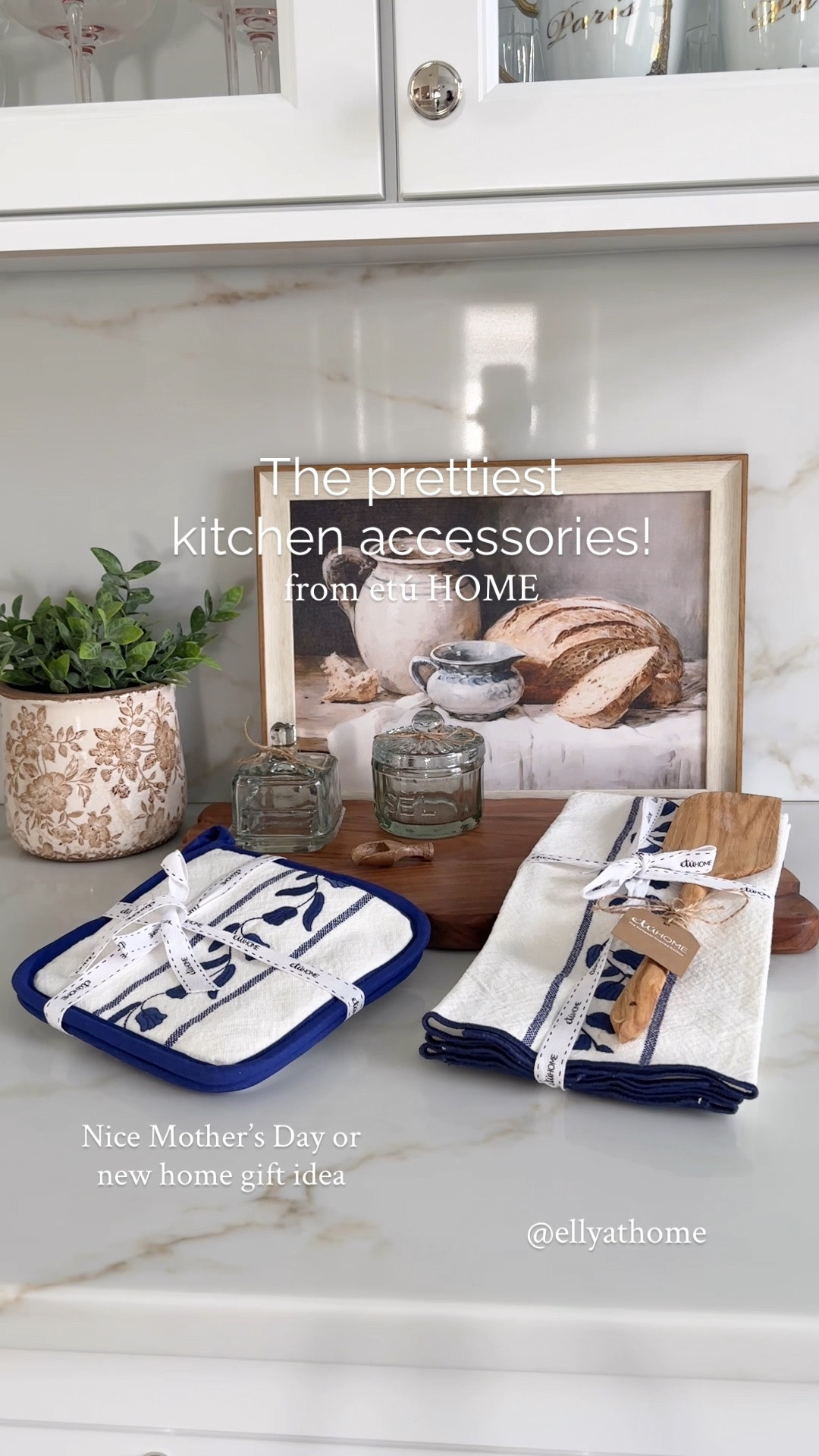 My friends from @etúHOME sent me these beautiful new kitchen accessories! #ad. This scalloped board is so nice, pretty French bistro jam & salt cellar, tulip details potholders & tea towels, available in more colors, with wood spoon!  Such a nice idea for gifts, they arrive with ribbon for easy set up!

#LTKdayinmylife #LTKHome