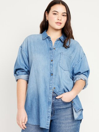 Oversized Button-Down Boyfriend Shirt | Old Navy (US)