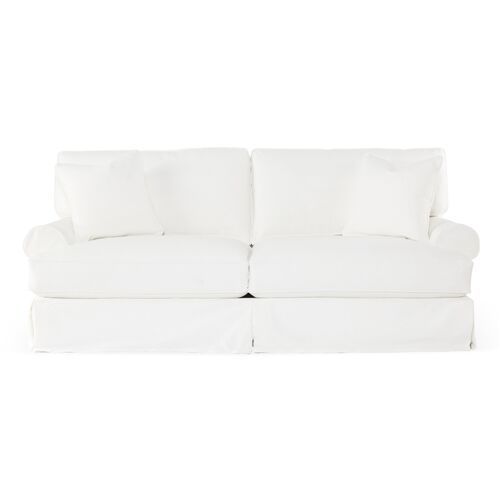 Comfy Slipcovered Sofa, Washable White Denim | One Kings Lane