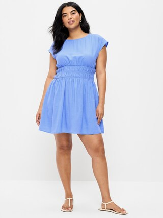 Smocked-Bodice Fit & Flare Mini Dress | Old Navy (US)