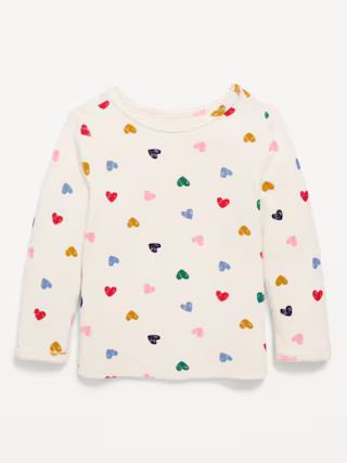 Printed Long-Sleeve Cozy Waffle T-Shirt for Toddler Girls | Old Navy (US)