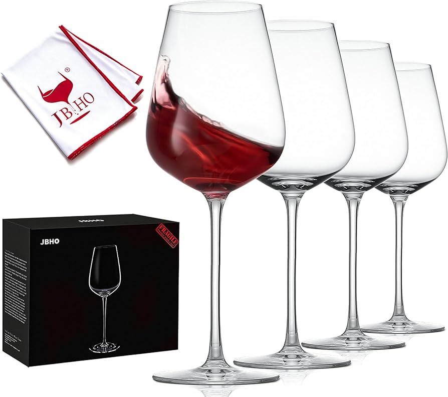 JBHO Hand Blown Italian Style Crystal Bordeaux Wine Glasses - Great Gift Packaging - Red Wine Gla... | Amazon (US)