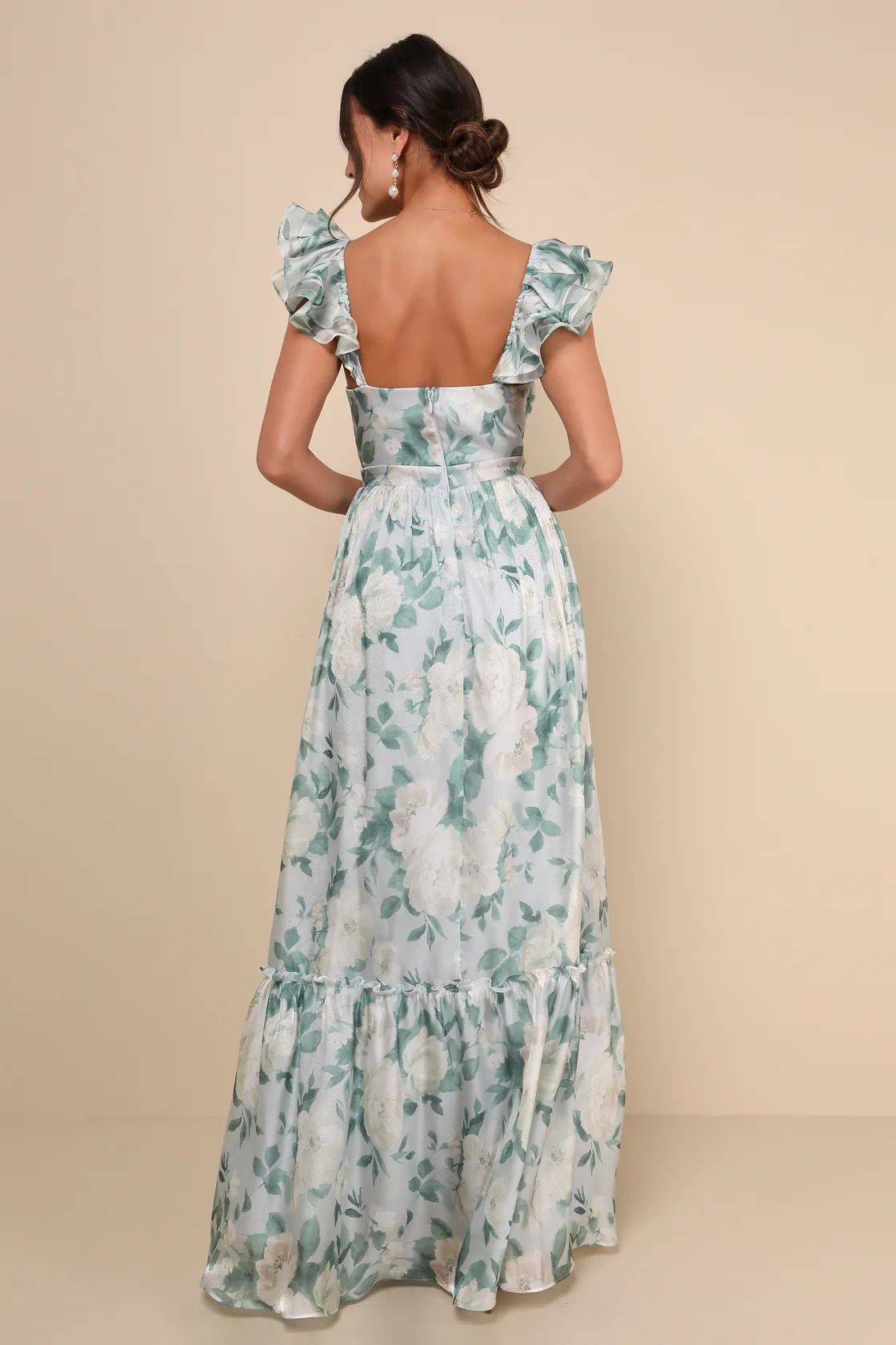 Soiree Perfection Light Blue Floral Ruffled Tiered Maxi Dress | Lulus