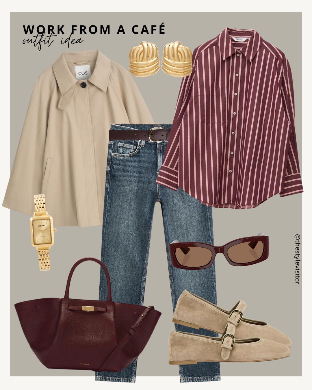 3️⃣ Work From a Café 💻☕
When your desk for the day is a sunny café table, this striped shirt + trench combo strikes the perfect balance between professional and relaxed. Comfy jeans, classic loafers, and a structured tote make it easy to go from work mode to errands without changing a thing.

Like this post to save it to your favourite folder and come back later to shop.

#workfromcafe, #falloutfitideas, #capsulewardrobe, #prefallstyle, #neutraloutfits, #everydaystyle, #streetstyleinspo, #autumnoutfits, #fallstyleguide, #chiccasualstyle, #frenchstyle, #classicwardrobe, #modernclassic, #casualoutfitideas, #fallfashioninspo, #smartcasualoutfit, #wardrobeessentials, #elevatedcasualstyle, #outfitinspo, #officechic