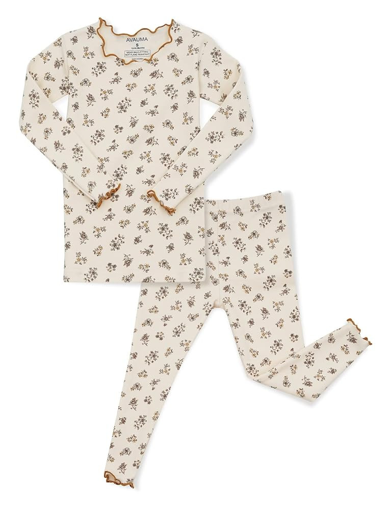 AVAUMA Baby Boy Girl Pajama Set 6M-7T Kids Cute Toddler Snug fit Flower Pattern Design Pjs Cotton... | Amazon (US)