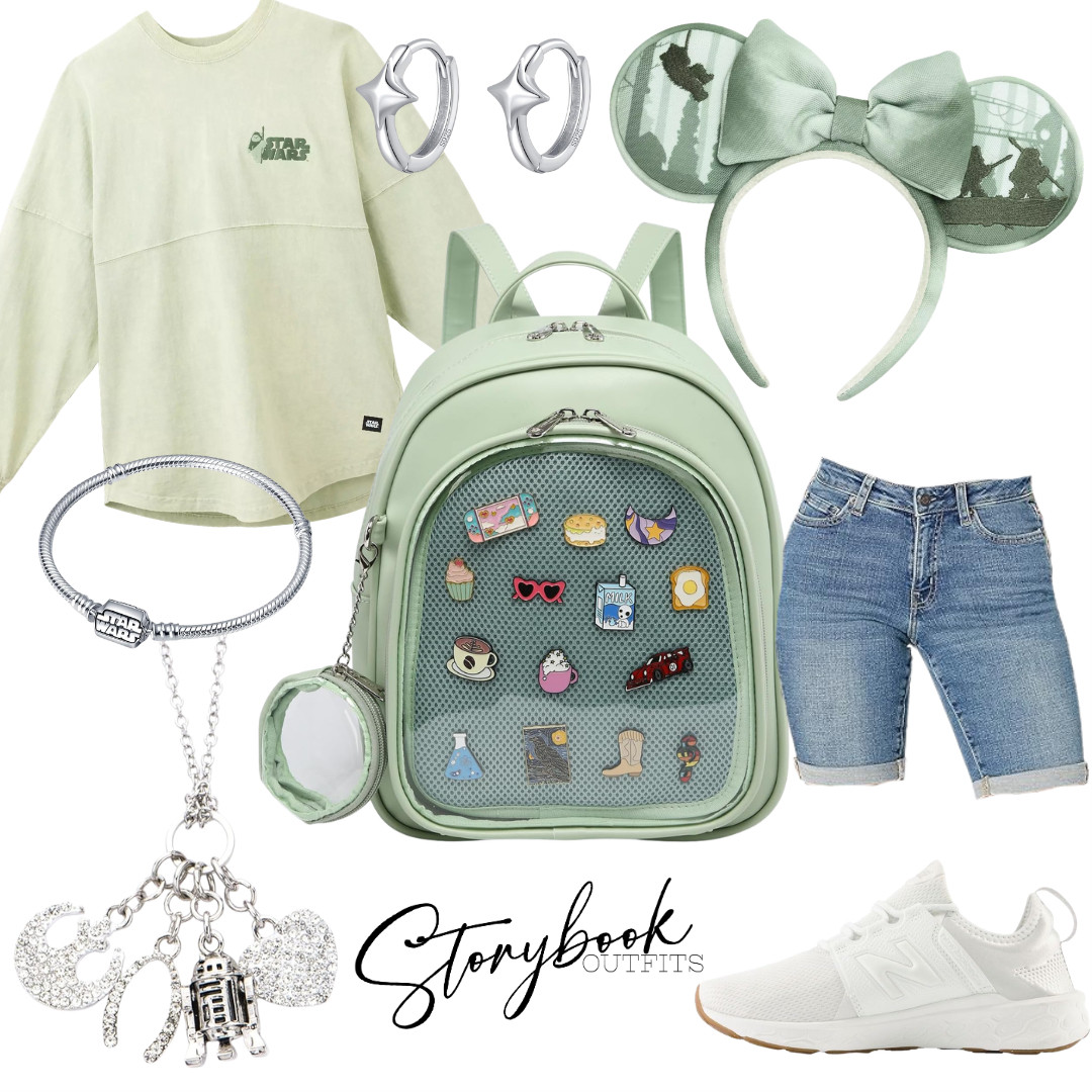 Casual, cool, and a little galactic 💫💚

This soft sage look mixes subtle Star Wars vibes with everyday comfort—perfect for a laid-back park day with a touch of fandom! 

 #LTKTravel