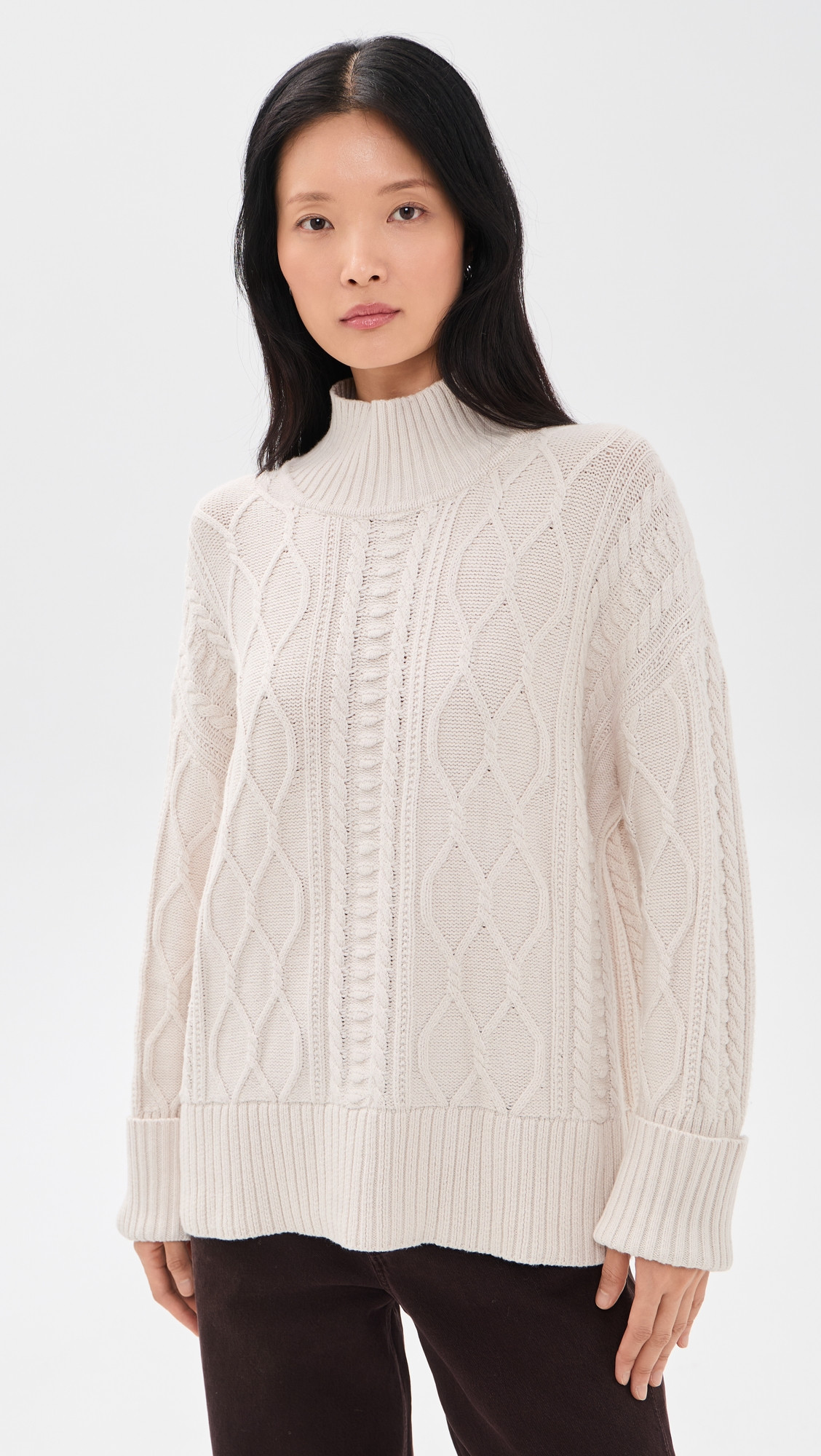 Splendid x @Cellajaneblog Cable Turtleneck Sweater Porcelain XS | Shopbop
