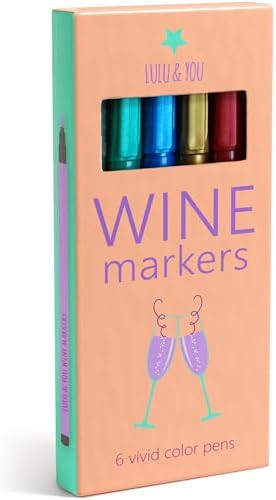 LuLu Wine Glass Markers - Metallic Colors 6 Pens Pack - Wine Charms Alternative | Amazon (US)