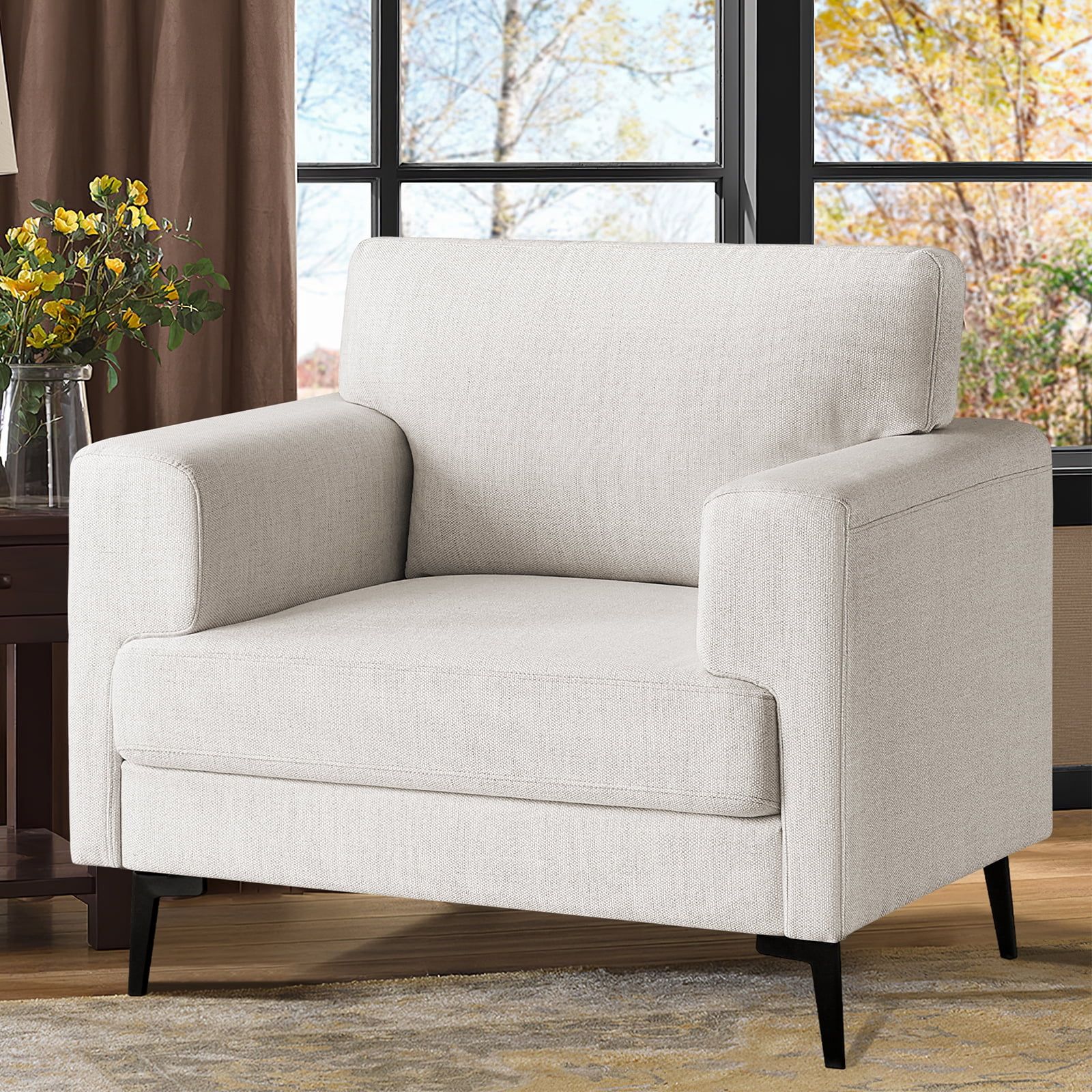 July's Song Accent Chair, 37.8” Wide Linen Upholstered Living Room Armchairs, Modern Comfy Fabr... | Walmart (US)