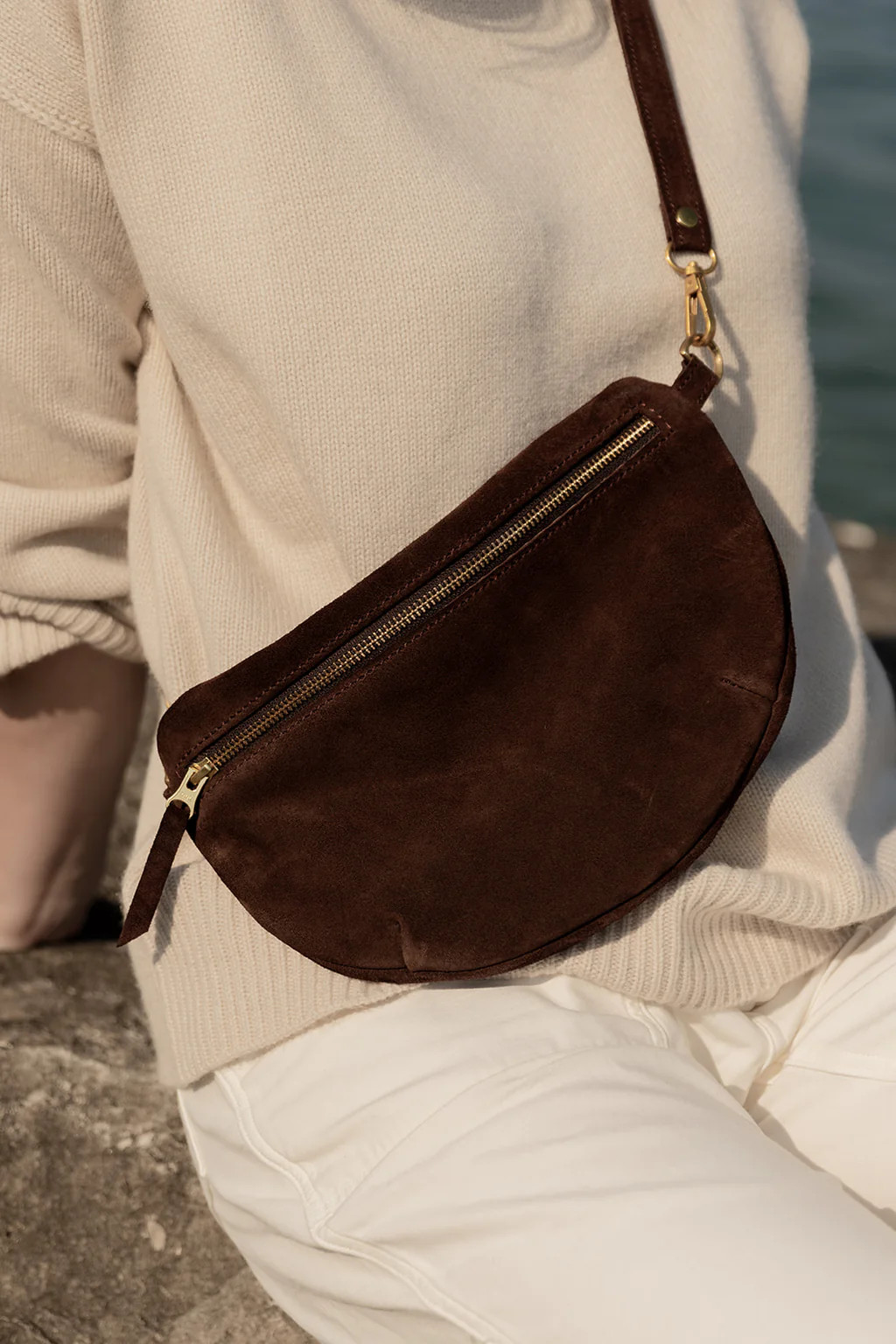 The Midi Sling, Chocolate Suede | Abby Alley