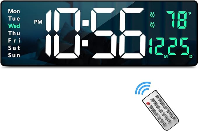 Amazon.com: Digital Wall Clock Large Display, 16" with Remote Control for Living Room Gym Shop Wa... | Amazon (US)