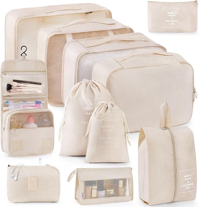 Packing Cubes for Suitcases, Anjing 11 Pcs Packing Organizers, Luggage Organizers with Laundry Ba... | Amazon (US)