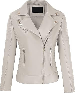 Bellivera Women Faux Leather Casual Jacket, Fall and Spring Fashion Motorcycle Bike Coat | Amazon (US)