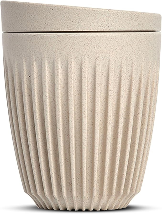 HUSKEE Coffee Cups with Lids - Reusable Coffee Cup with Unique Fins for Espresso, Cappuccino, Ame... | Amazon (US)