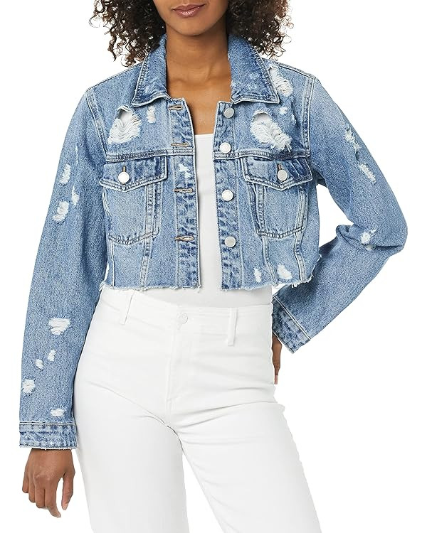 [BLANKNYC] womens Luxury Clothing Cropped and Distressed Denim Trucker Jackets, Comfortable & Sty... | Amazon (US)