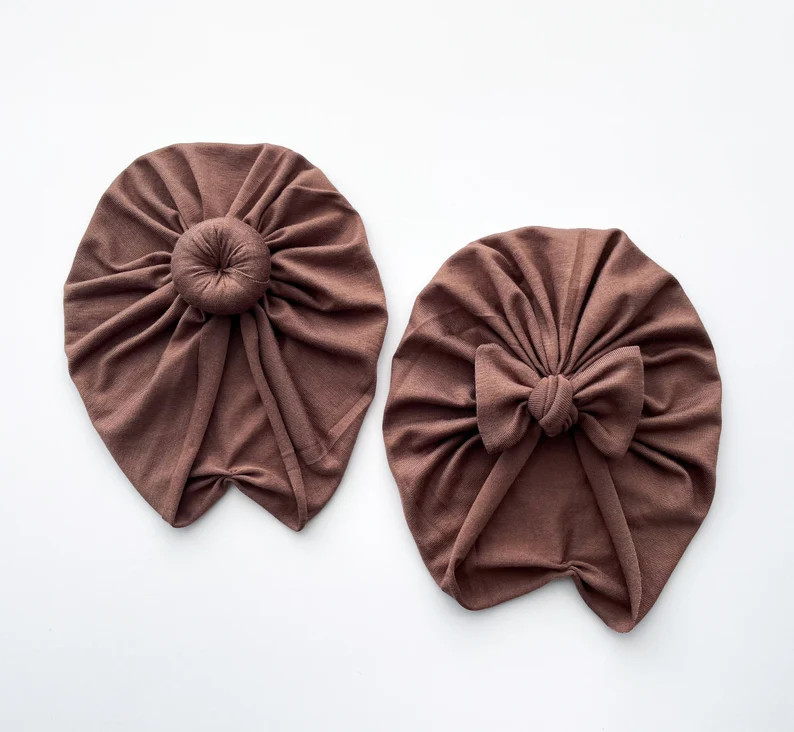 Baby Turban Hat in Espressos Brown Turban Turban Bow Hat - Etsy | Etsy (US)