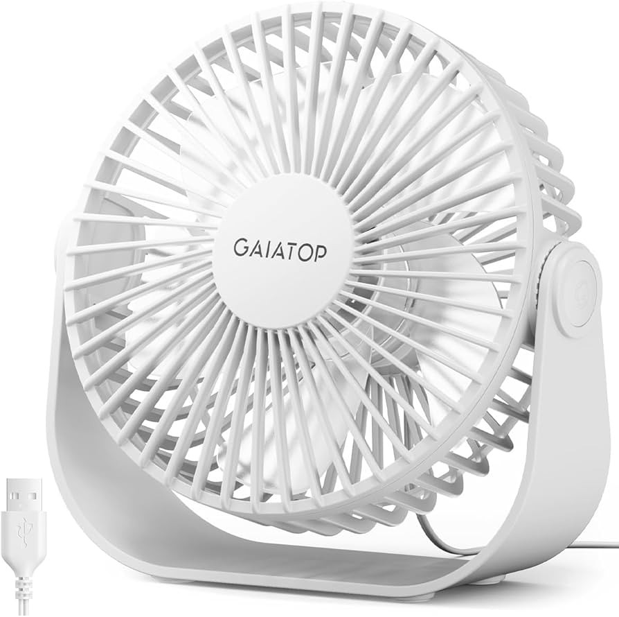 Gaiatop USB Desk Fan, 3 Speeds Strong Airflow, 5.5 Inch Portable 90\u00b0 Rotate Quiet Cooling, S... | Amazon (US)