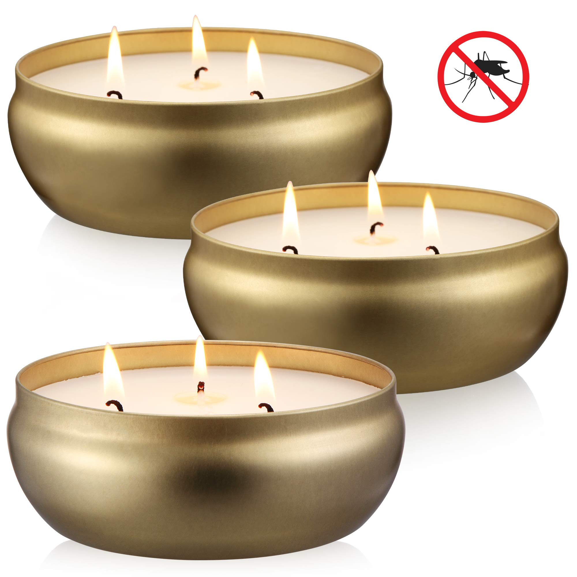 Amazon.com : Tuyai Citronella Candles Outdoor and Indoor, 3 Pack 3-Wick Scented Candles Gift Set, Natural Soy Wax Candle : Health & Household | Amazon (US)