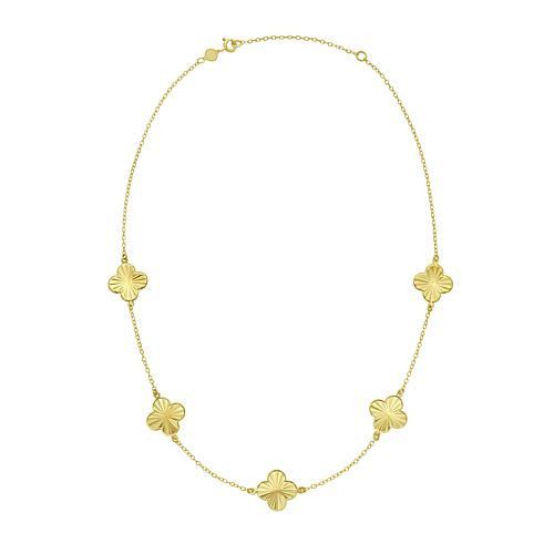 Royal Chain 14K Yellow Gold 18" Station Golden Clover Necklace | HSN