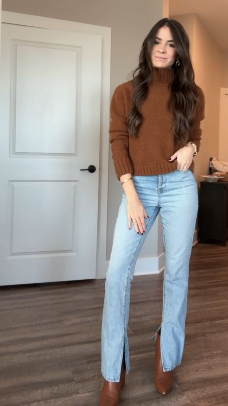 Outfit of the day, ootd, holiday outfit, corporate outfit, corporate style, brown sweater, Steve Madden boots, blanknyc jeans, blanknyc denim, free people sweater 

#LTKstyletip #LTKworkwear #LTKshoecrush
