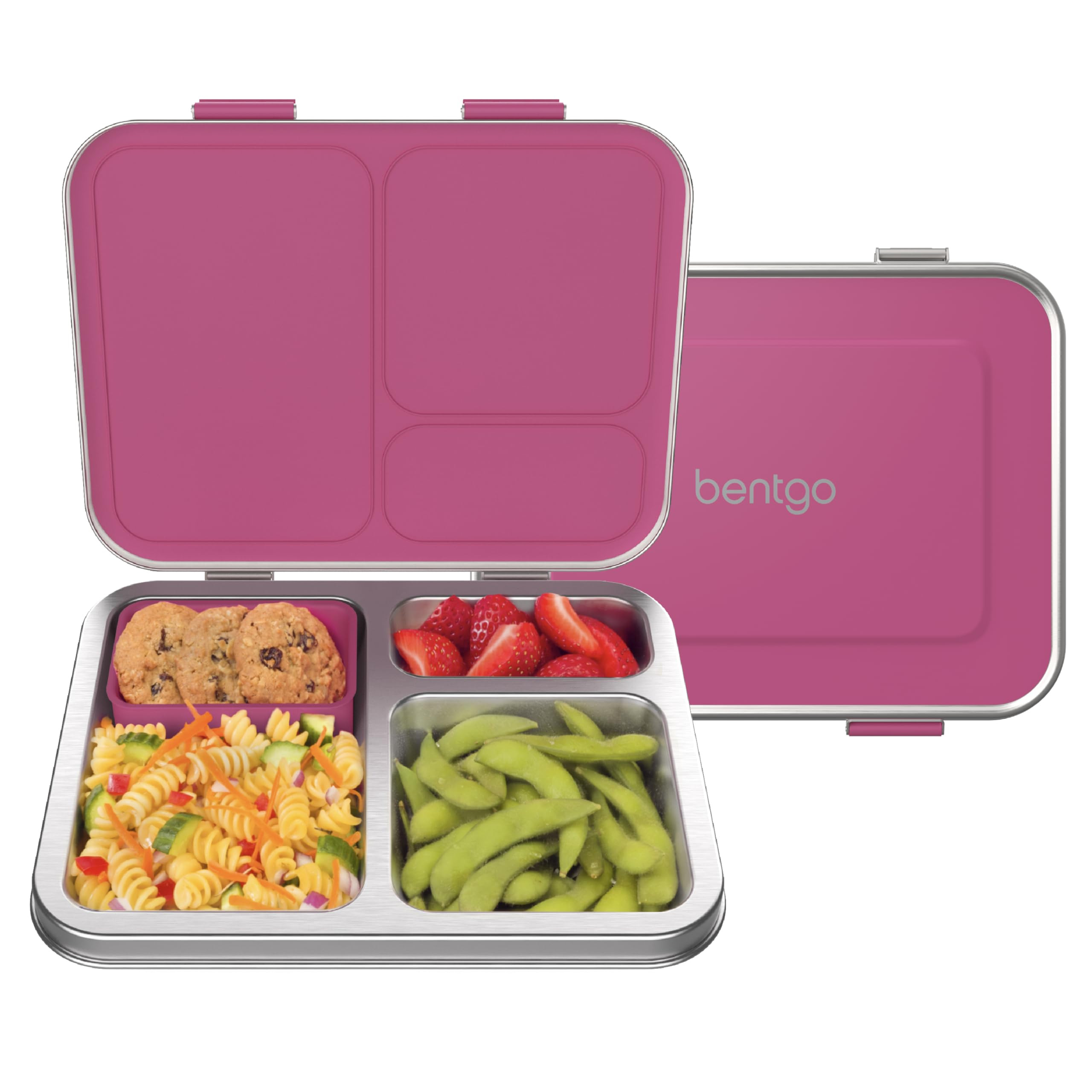 Bentgo Kids Stainless Steel Leak-Resistant Lunch Box - 3-Compartments with Bonus Silicone Contain... | Amazon (US)