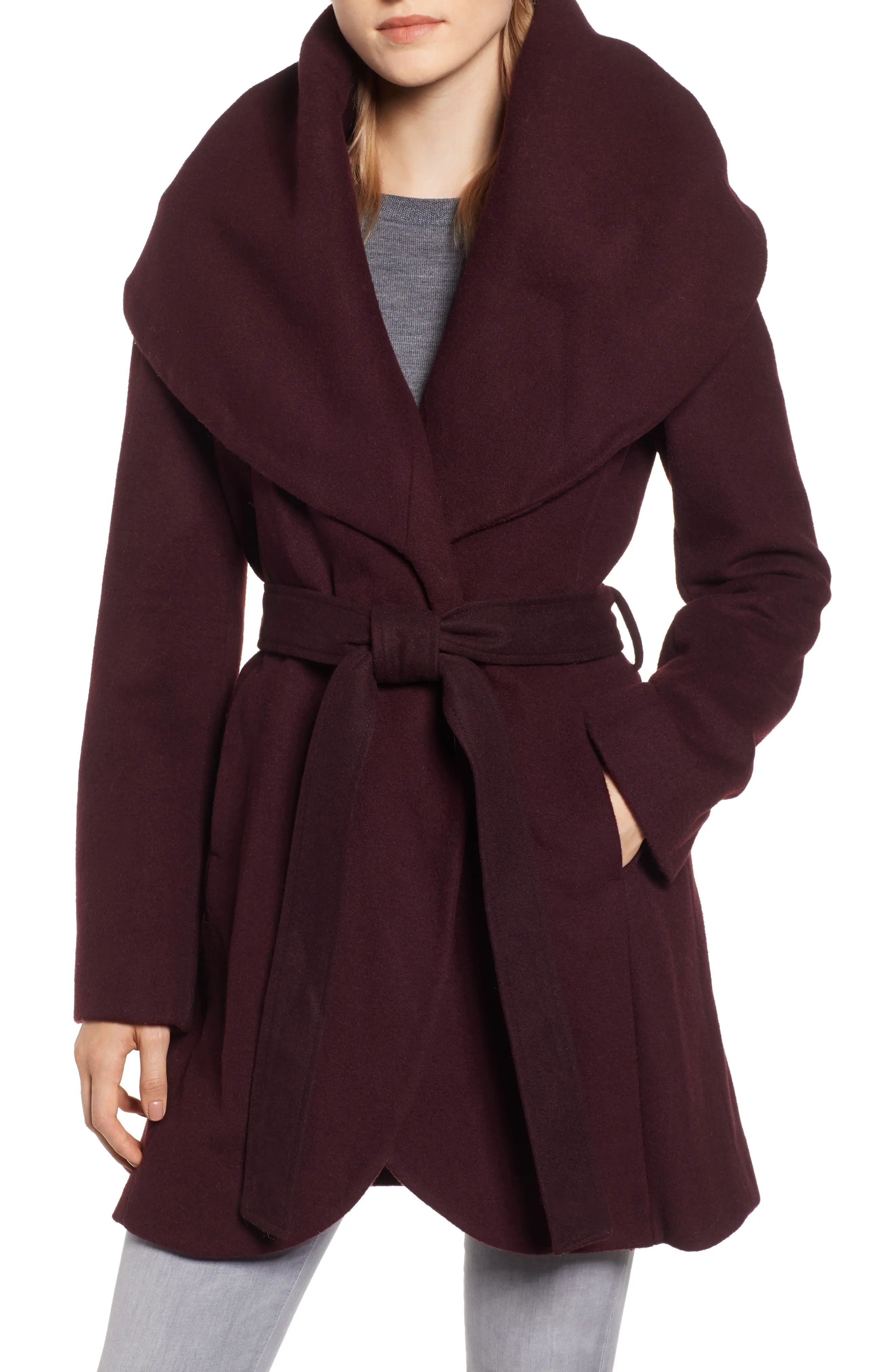 T Tahari Wool Blend Belted Wrap Coat | Nordstrom