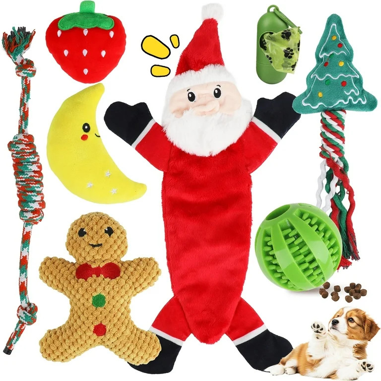 MASBRILL Christmas Dog Toys, Puppy Chew Toy for Teething and Training with Gift Bag, Tough Xmas G... | Walmart (US)