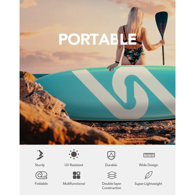 Inflatable Paddle Board Stand up Paddle Board 10' SUP 6 in.Thick Board Carry Bag & Fast Pumping G... | Walmart (US)