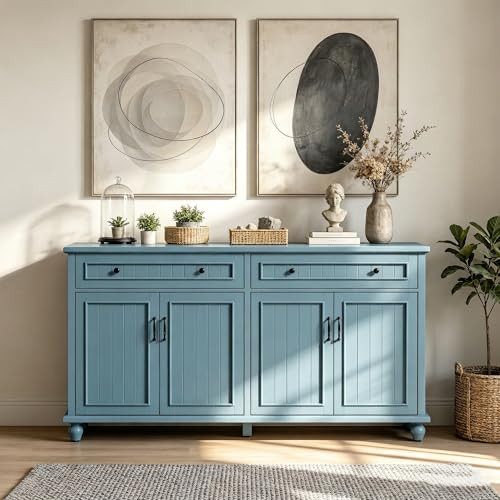 Sideboard Buffet Cabinet, 62'' Large Storage Cabinet with Drawers and 4 Doors, Vintage Coffee Bar... | Amazon (US)