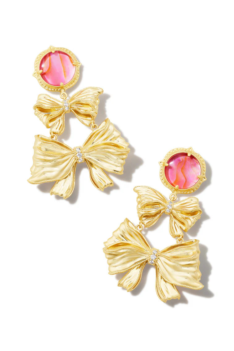 Kendra Scott x LoveShackFancy Bow Statement Earrings in Light Pink | LOVESHACKFANCY