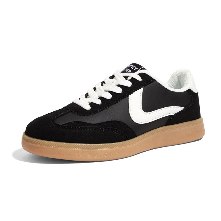 LUCKY STEP Womens Classic Retro Sneakers Non Slip Fashion Casual Shoes,Black | Walmart (US)