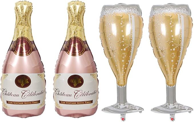 Champagne Bottle Balloons Champagne Glass Balloon Mylar Foil Balloons Birthday Engagement Bachelo... | Amazon (US)