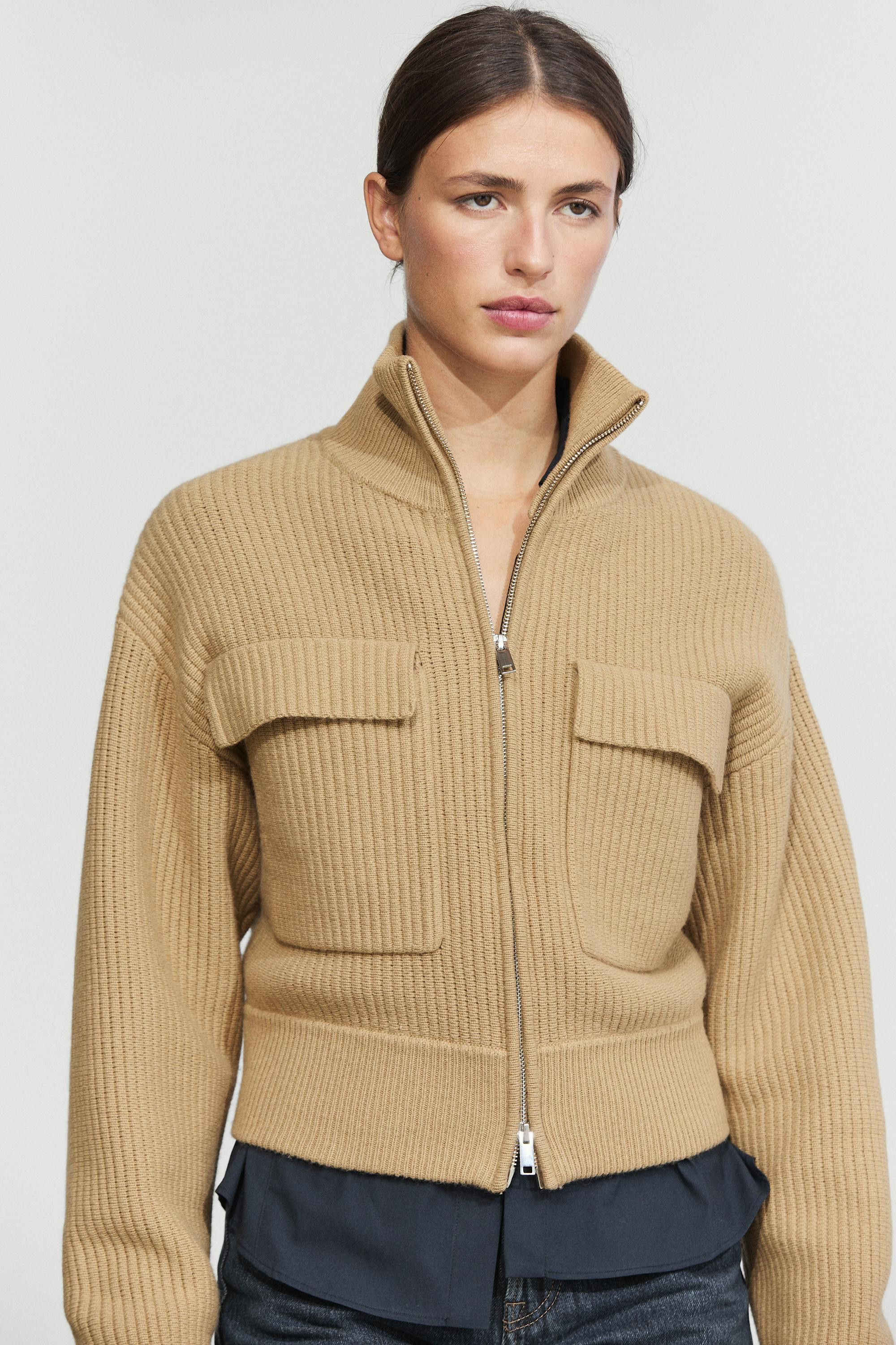 Zip-up knit cardigan with cotton | Massimo Dutti UK